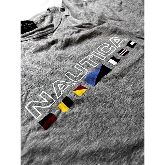 Nautica Men's XL Gray T-Shirt with Flag Design, Made in Peru - Picture 2 of 4